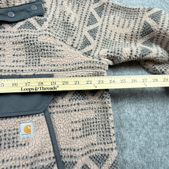 Carhartt Fleece Pullover Relaxed Fit Geo Aztec Warm Taupe, Women's Size XL - Picture 3 of 7